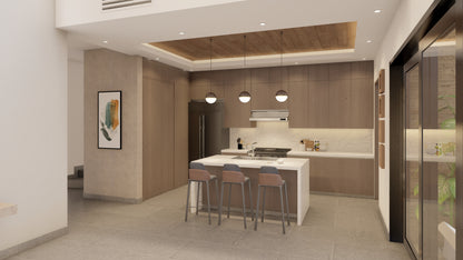 Renderizado 3D Interior de Cocina