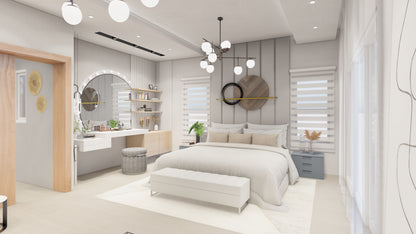 Renderizado 3D Interior de Dormitorio
