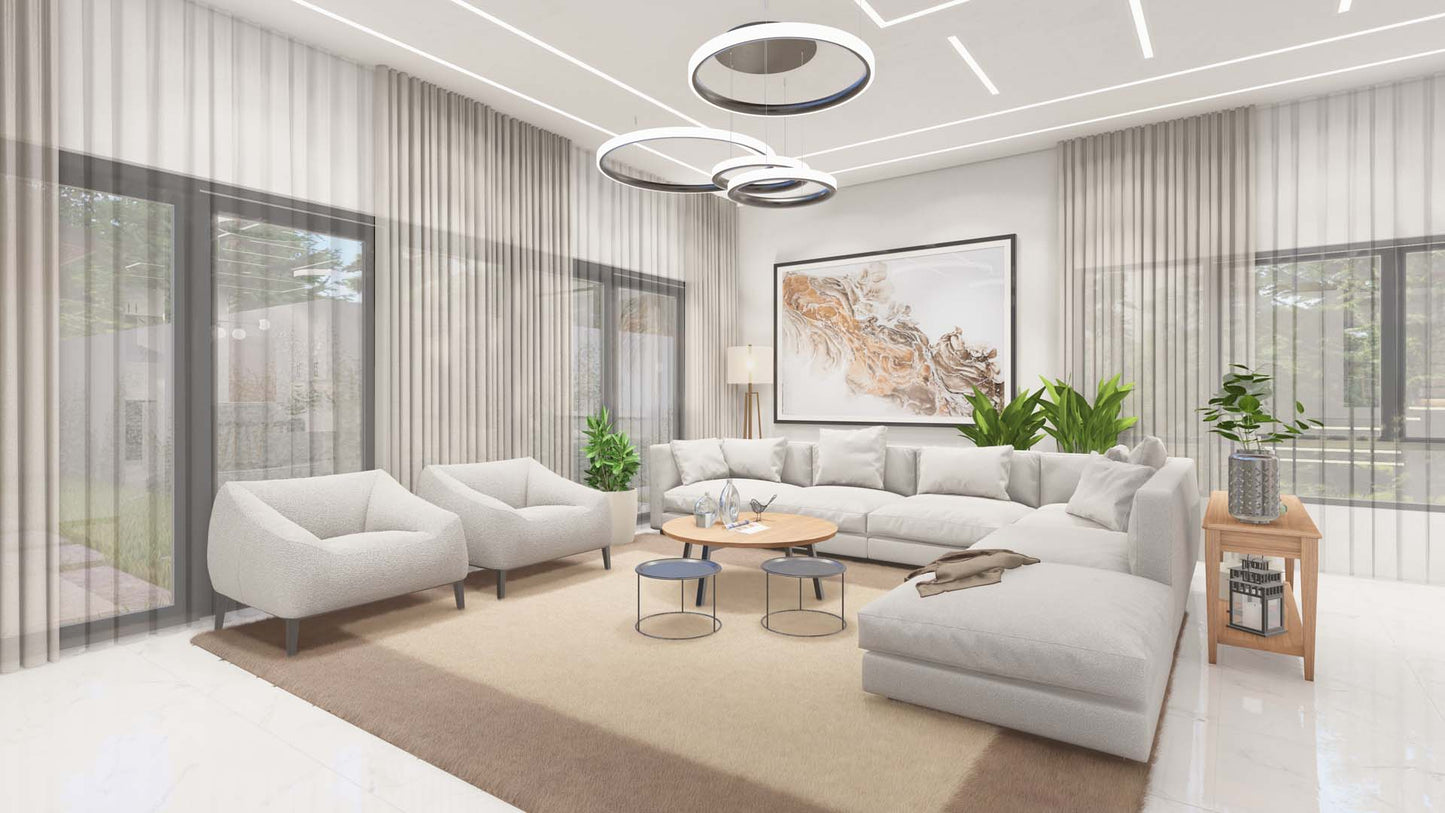 Renderizado 3D Interior de Sala