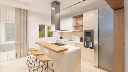 Renderizado 3D Interior de Cocina