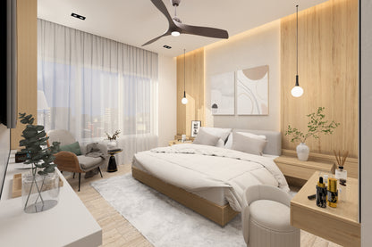 Renderizado 3D Interior de Dormitorio