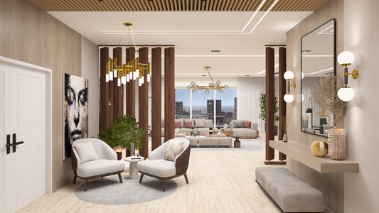 Renderizado 3D Interior de Lobby/Recibidor