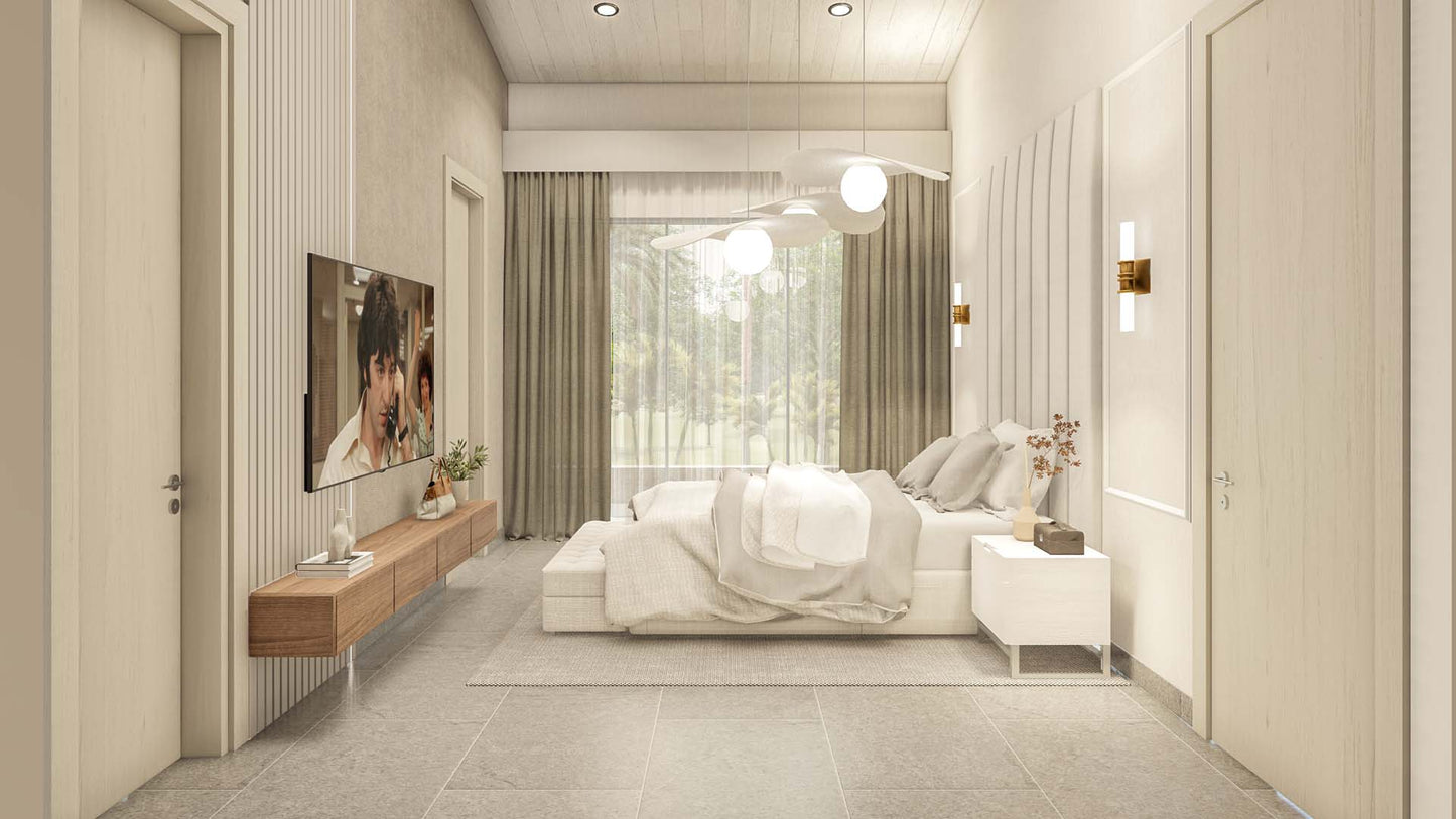 Renderizado 3D Interior de Dormitorio