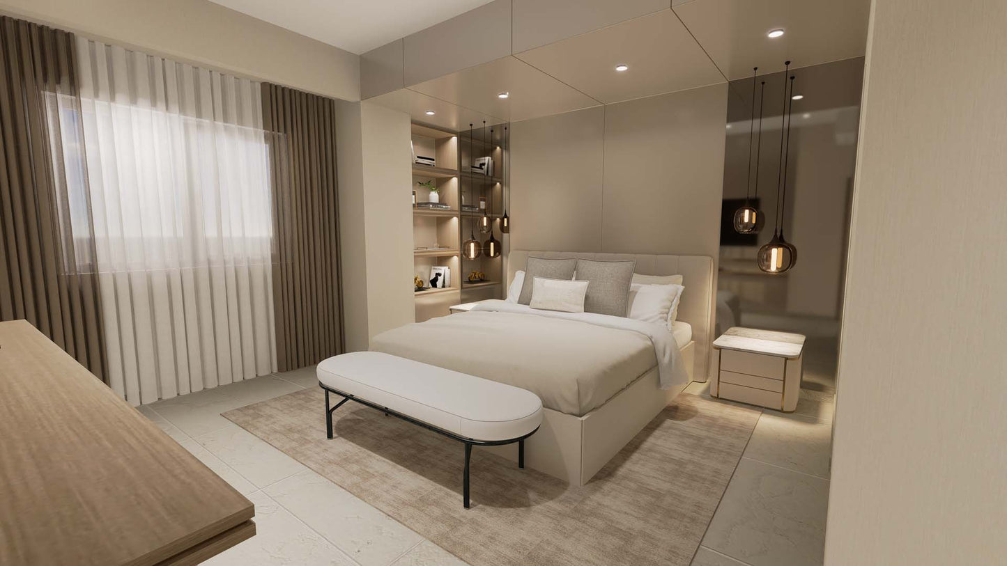 Renderizado 3D Interior de Dormitorio